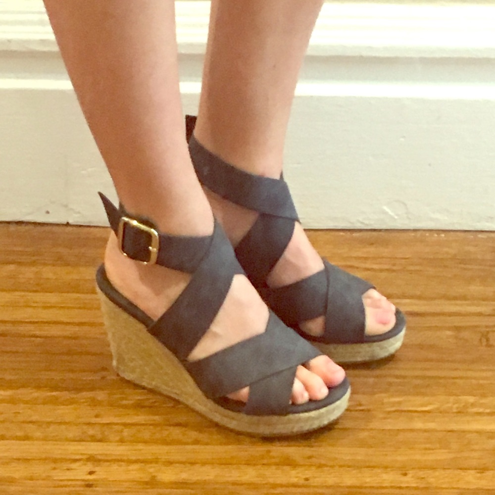 Unlisted Navy Over There Wedge Sandal Size: 6.5